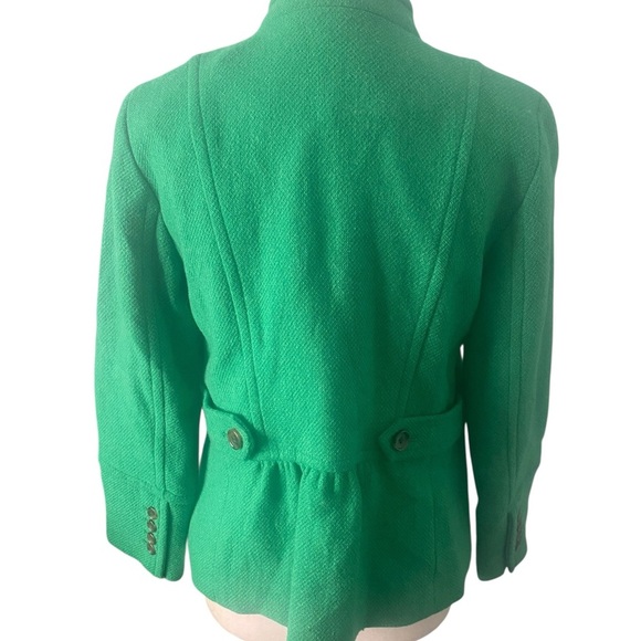 Talbots Kelly Green Wool blend Mandarin collar Peplum blazer - Picture 2 of 15